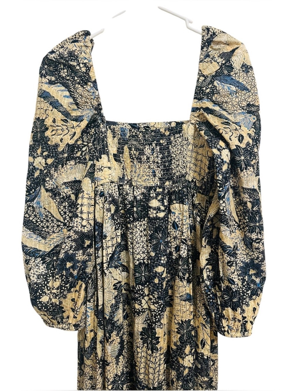 ULLA JOHNSON Natilda Boho Patchwork Floral Puff Sleeve Square Neck Maxi Dress - Picture 8 of 12